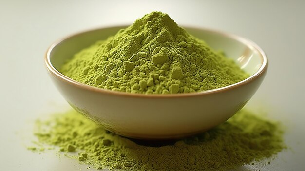 Chá verde matcha japonês e pó de chá Generative Ai