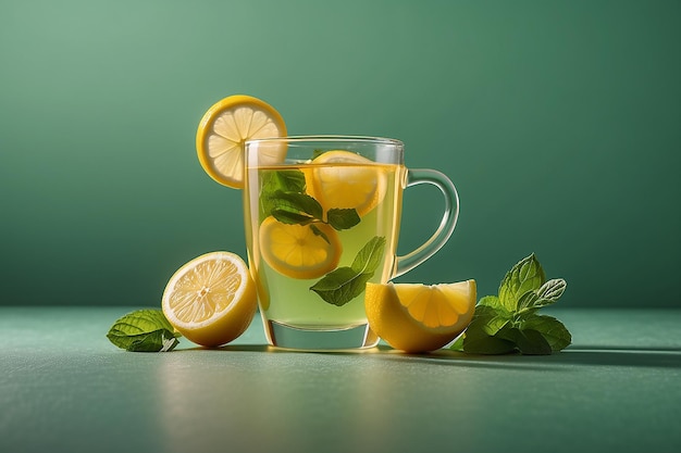 Chá verde picante com limão Bebida refrescante com vitamina C