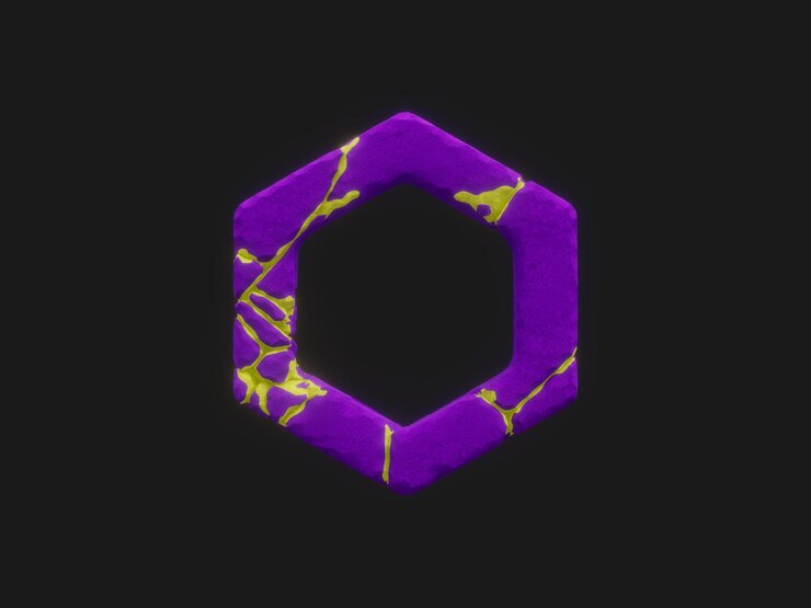Foto chainlink crypto voronoi extrude crack ilustración 3d abstracta