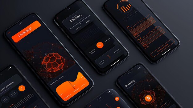 Foto chainlink kryptowährungsbörse mobiles layout mit orange creative idea app hintergrunddesigns