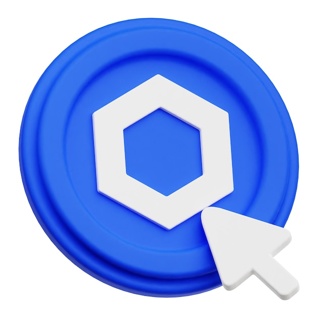 chainlink token criptográfico icono 3D aislado en el fondo blanco