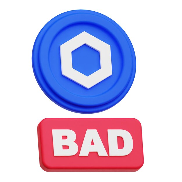 chainlink token criptográfico icono 3D aislado en el fondo blanco