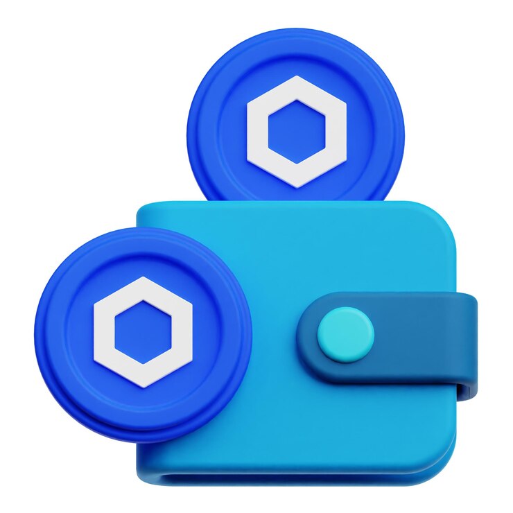 Foto chainlink token criptográfico icono 3d aislado en el fondo blanco