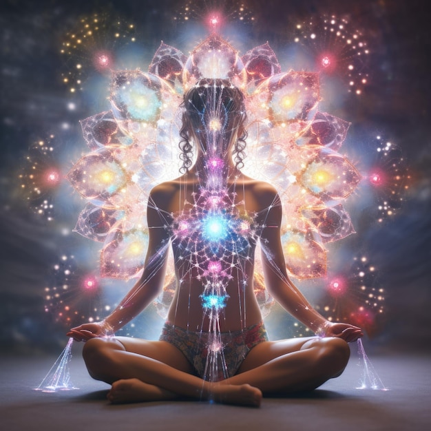 Chakra en la meditación, curación energética y crecimiento espiritual a través de centros de energía equilibrados, desbloqueando el poder, aprovechando los centros de energía para el crecimiento espiritual, el equilibrio y el bienestar.