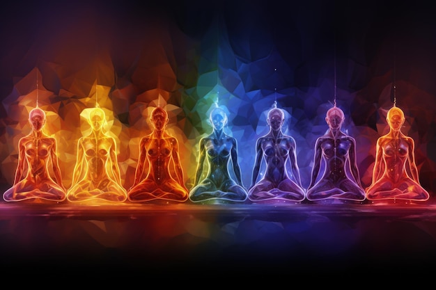 Foto chakra en la meditación, curación energética y crecimiento espiritual a través de centros de energía equilibrados, desbloqueando el poder, aprovechando los centros de energía para el crecimiento espiritual, el equilibrio y el bienestar.