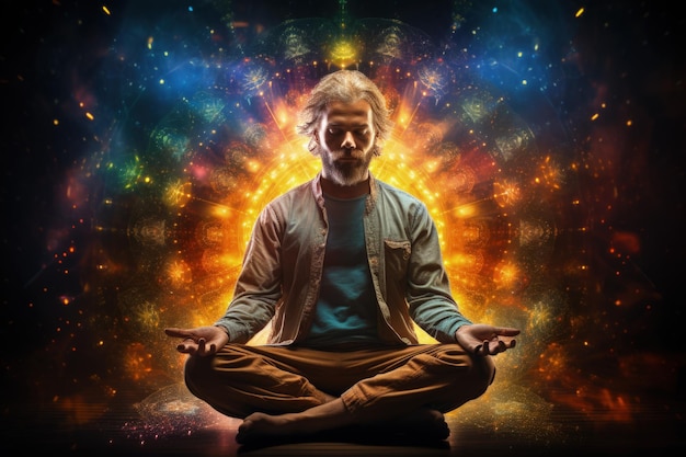 Chakra na meditação, cura energética e crescimento espiritual através de centros de energia equilibrados, desbloqueando os centros de energia que aproveitam o poder para o crescimento espiritual, equilíbrio e bem-estar