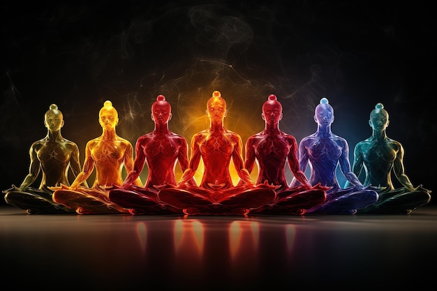 Chakra na meditação, cura energética e crescimento espiritual através de centros de energia equilibrados, desbloqueando os centros de energia que aproveitam o poder para o crescimento espiritual, equilíbrio e bem-estar