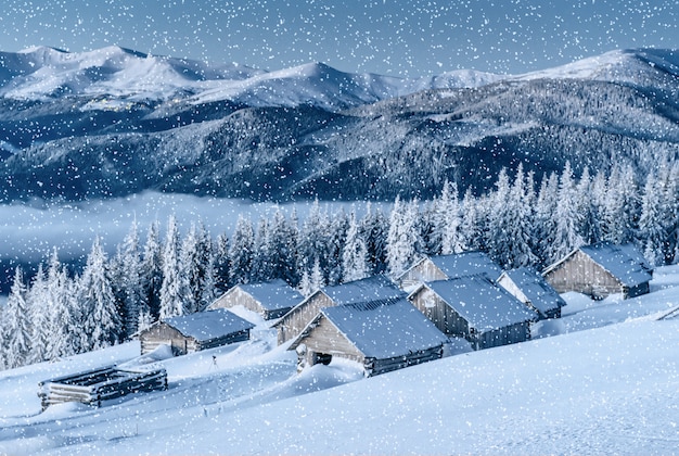 Chalé nas montanhas. cárpatos, ucrânia, europa.