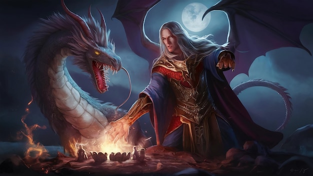 Chamando o mágico do dragão convocando monstros feiticeiro lança um feitiço