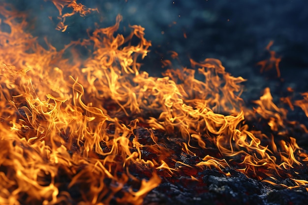 Chamas de fogo em fundo preto Close-up de chamas de fogo Textura de fogo de chamas abstratas