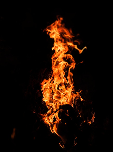 Foto chamas de fogo em um preto