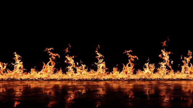 Foto chamas de fogo isoladas em fundo preto