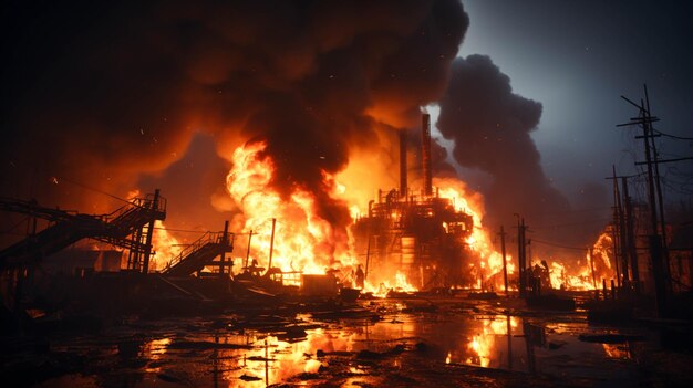 Chamas de incêndio na área industrial