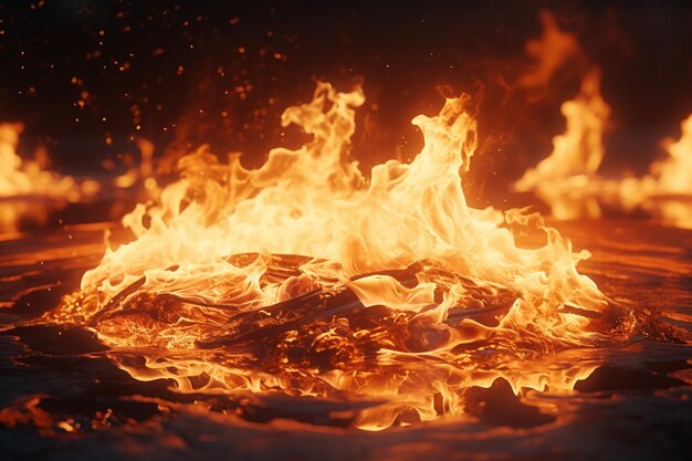 Foto chamas intensas dançando em uma fogueira controlada cr 00436 02