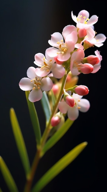 Chamelaucium ou flor de cera em fundo cinza claro Generative AI