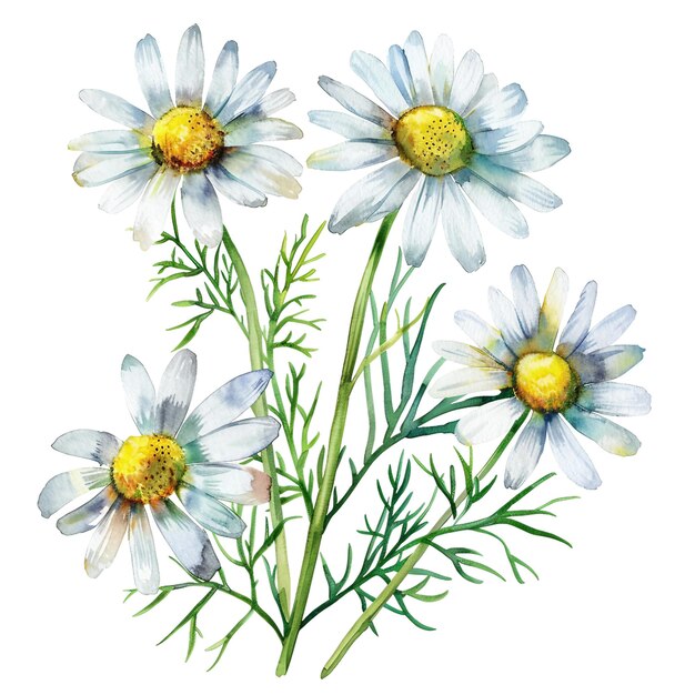 Chamomile-Clip Kunstliche Aquarell-Illustration