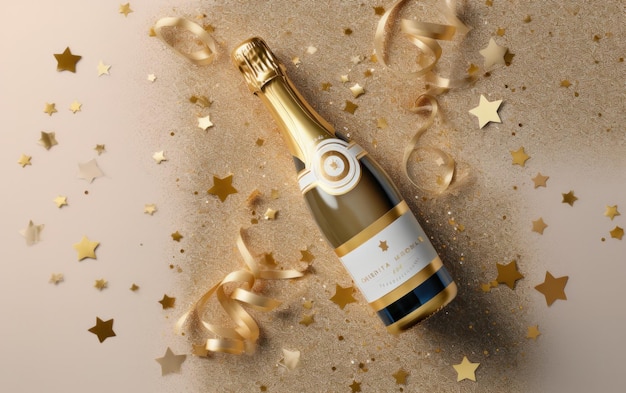Champagner mit Konfetti-Hintergrund Illustration AI GenerativexA