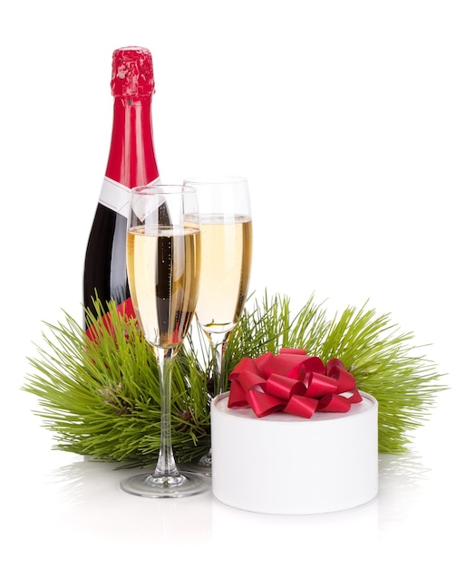 Champagner und Weihnachtsgeschenk