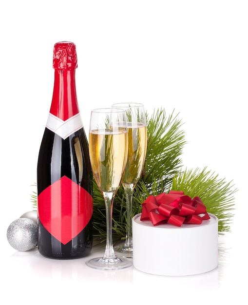 Champagner und Weihnachtsgeschenk