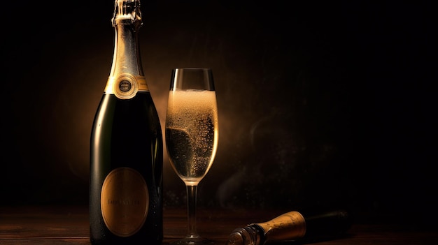 Champagnerflasche oder Champagner-Champagne Generativer KI-Illustrator