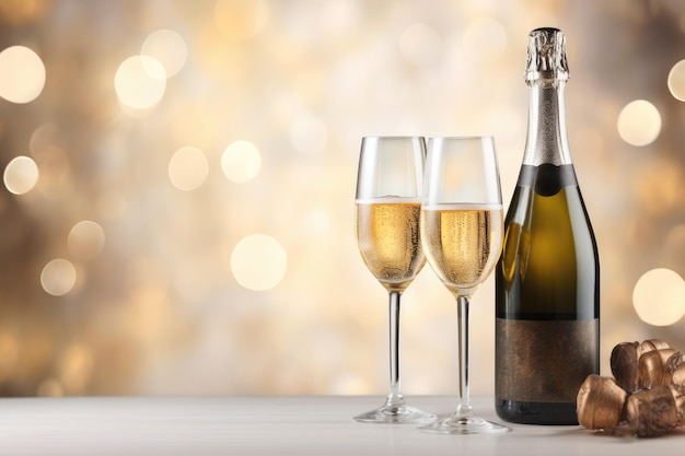 Champagnergläser auf der Neujahrsfeier Feierstoast mit Champagner Neujahrskarten