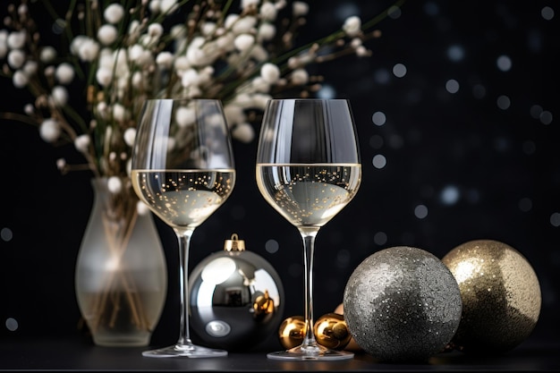 Champagnergläser Weihnachtsfeiern generative ai