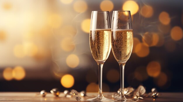 champán vino espumoso francés hecho de uvas banner copia espacio fondo póster tarjeta de felicitación feliz cumpleaños año nuevo alcohol manos brindando burbuja celebrar el lujo