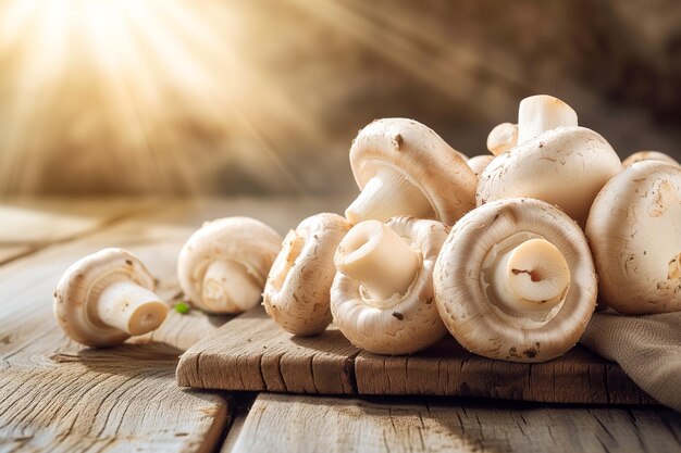 Champignons em tábua de cortar