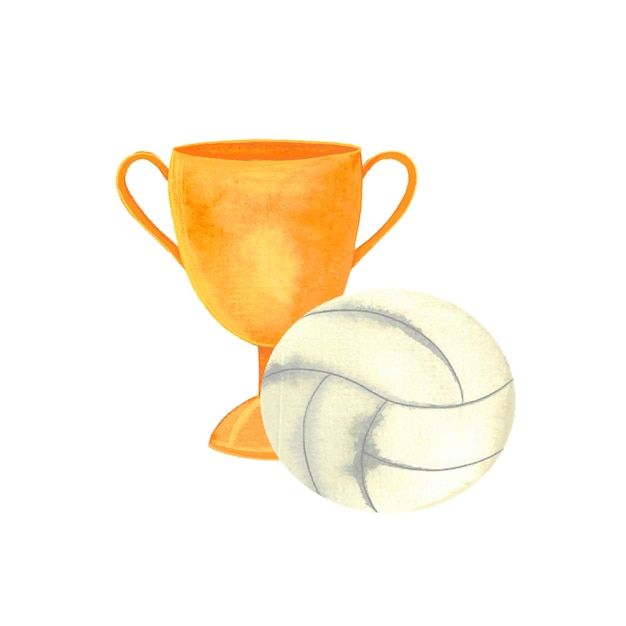 Champion-Cup-Match-gewinnender, preisgekrönter Volleyball-Aquarell-Illustration zum Thema Sport