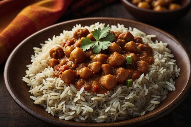 Foto chana masala y arroz con comino