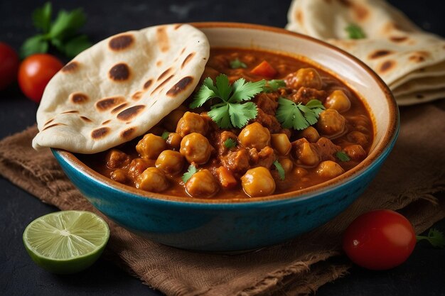 Foto chana masala con chapatis