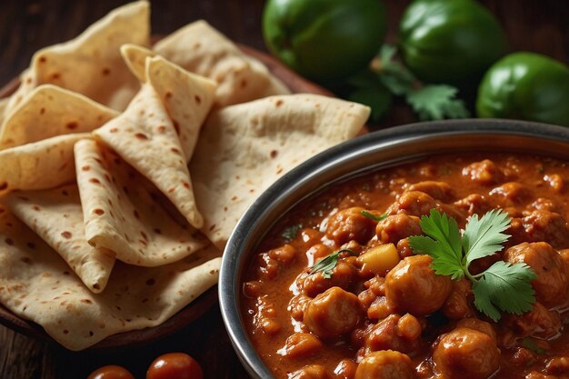 Foto chana masala y chutney dulce