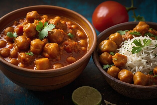 Foto chana masala y chutney dulce