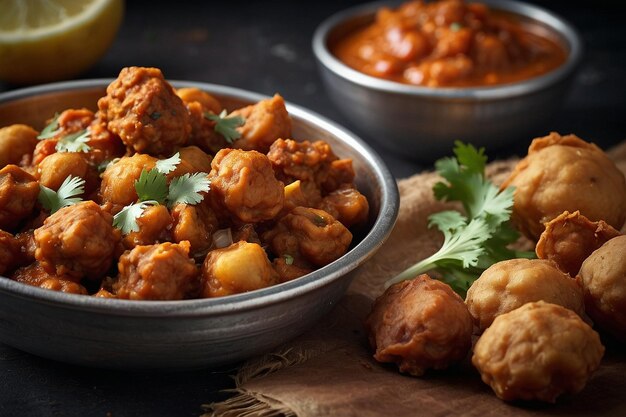 Foto chana masala e pacoras de cebola