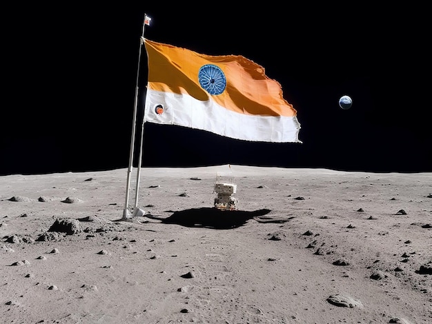 Chandrayaan 3 alunizaje suave con bandera india