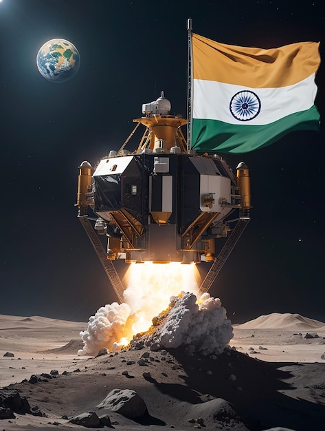 Chandrayaan 3 alunizaje suave con bandera india