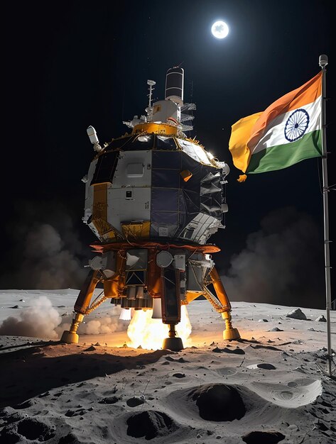 Chandrayaan 3 alunizaje suave con bandera india