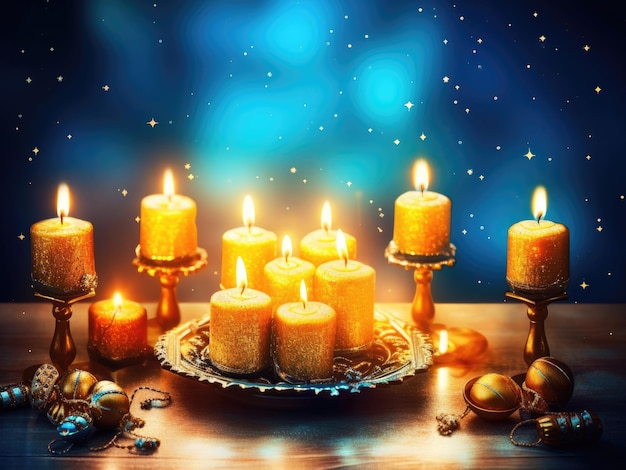 Chanukka-Feierszene für das jüdische Feiertagsfest Chanukka mit Hintergrund und traditionellem Symbol
