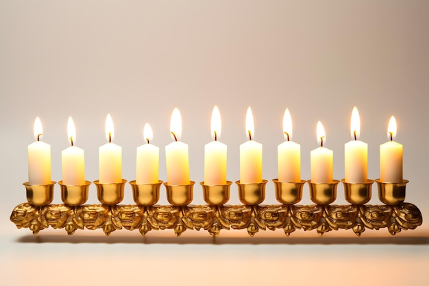 Chanukka-Menora mit Kerzen und Gelt