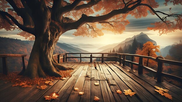 chão de madeira em fundo autumnal
