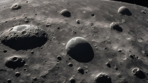 chão lunar com crateras e close-up