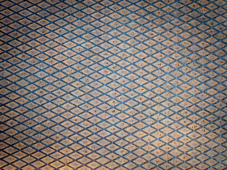 Foto chapa de acero oxidada vieja industrial con formas de rombo fondo de metal oxidado