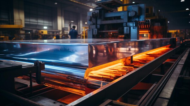 Foto chapa de corte de acero industrial en una fábrica moderna