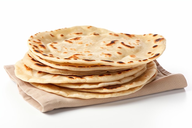 Chapati auf weißem Hintergrund