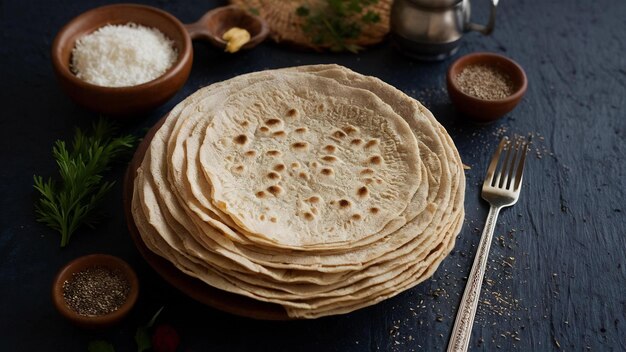 Foto chapati o tava roti también conocido como pan indio o fulka o phulka