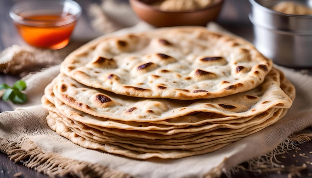 Foto chapati paratha pan plano indio de trigo entero