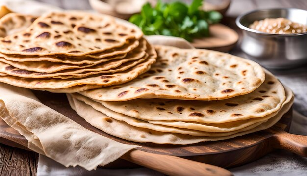 Foto chapati paratha pan plano indio de trigo entero