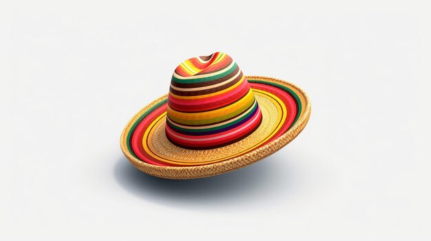 Foto chapéu cinco de mayo chapéu sombrero mexicano isolado em branco generative ai