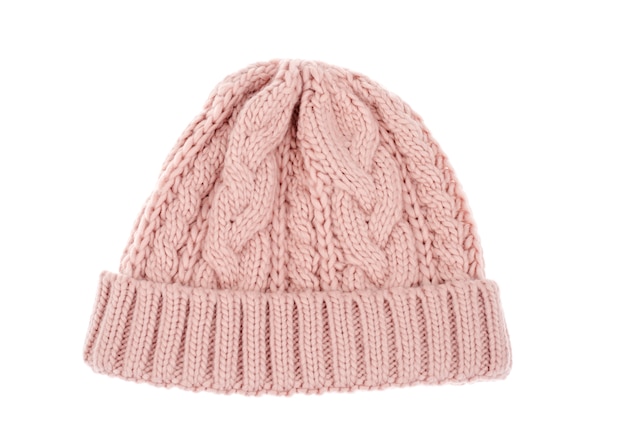 Chapéu colorido quente de malha para o inverno, isolado no branco