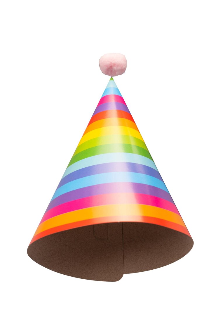 Foto chapéu de aniversário colorido isolado em fundo branco